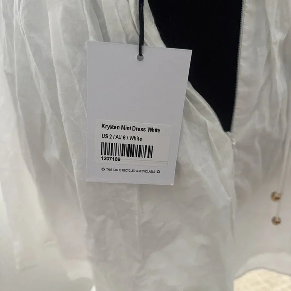 Princess Polly Krysten White Lace-Trim Puff Sleeve Mini Dress - Picture 7 of 8